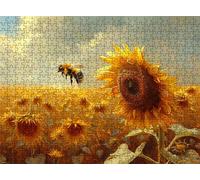 Bee Sunflower Puzzle - 5000 Piece Jigsaw Puzzles for Adults - The Back Features Printed Letter Guides - The Pieces fit Together Snugly - Wooden Puzzles for Adults - Gifts Man 61.6 X 41.5 Inch s7h-803
