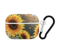 Bee & Sunflowers AirPod Pro Case, Anti Scratch Hard PC Cover with Keychain, AirPod Pro 2nd/1st Case Accessories for Women Men, White-Style