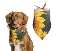 Bee & Sunflowers Dog Bandanas for Feeding Grooming, Triangle Pet Bibs Washable Pets Scarf for Cats & Dogs