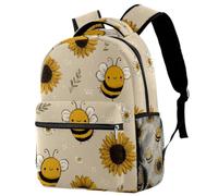 Bee Sunflowers Floral Backpacks for Boys Girls Lightweight School Bag