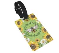 Bee & Sunflowers Print 5pcs Luggage Tags for Suitcases,Cute Suitcase Tag Identifiers for Baggage Tag for Cruise Airport Travel PVC