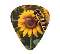 bee & Sunflowers print Celluloid Guitar Plectrums for Acoustic Guitar Bass,Guitar Picks with Organizer Box