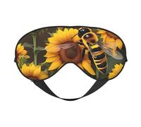 Bee & Sunflowers Print Eye Mask,Silk-Like Sleep Mask,Night Sleeping Mask for Men Women,for Sleep Relaxation
