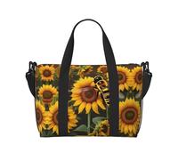 bee & Sunflowers print Gym Bag for Women, Weekender Overnight Bag,Personal Item Bag, shoulder Bag for Women Men, Black, One Size