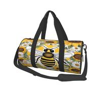 (bee & Sunflowers) Print Round Large Travel Bag - Multi-Compartment Organizer Lightweight for Trips & Sports
