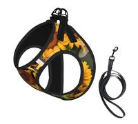 bee & Sunflowers Print Small Dog Harness with Leash Set, No Escape Easy Walk Puppy Harnesses for Training Walking