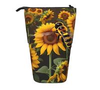 Bee & Sunflowers Print Standing Pencil Case Telescopic Pencil Bag Pop Up Pencil Pouch Pen Pouch Makeup Cosmetics Bag