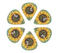 Bee & Sunflowers Printed Guitar Picks -6 Pcs Guitar Picks Plectrum,Guitar Accessories,Electric Guitar Pick, Bass & Ukulele 0.71mm
