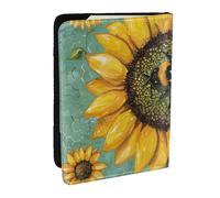 bee & Sunflowers Printed Passport Holder - 6.5 x 4.5 Inch RFID Blocking Travel Wallet,Stylish Passport Cover,Lightweight Document Organizer for Cards