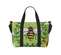 Bee & Sunflowers Printed Travel Duffel Bag for Women Men - Weekend Overnight Bags with Adjustable Shoulder Strap and Handle