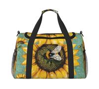 bee & Sunflowers Printed Travel Duffel Bag, Large Capacity Carry On Hand Luggage Weekend Bag for Women Men Gym Weekend