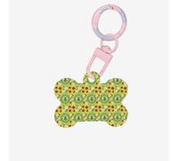 Bee & Sunflowers Printing 1 Pc Dog Bone Shape Id Tags Double Sided with Key Ring Craft for Pets