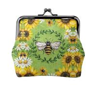 Bee & Sunflowers Printing Small Coin Purse, Lightweight Travel Wallet for Sightseeing Tours and Shopping Sprees