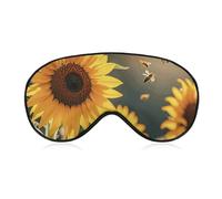 Bee & Sunflowers Sleep Mask for Women Men, Soft Eye Mask with Adjustable Strap for Sleeping, Light Blocking Travel Blindfold for Nap Comfortable Eye Cover for Home Office