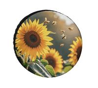 Bee & Sunflowers Universal Tire Cover Replacement Heavy Duty Oxford Fabric Waterproof Wheel Protector for SUV Truck RV Camper Dust Snow Sun Protection 28
