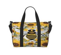(Bee & Sunflowers) Waterproof Lightweight Hand Travel Bag - Large Carry-On for 3-5 Day Trips | Air Travel, Sports, Weekend Use | Men & Women (1-Pack)