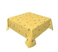 Bee Tablecloth 54x54 Inch Square, Bee Kind Yellow Table Cloth Honeycomb Decorations Spring Summer Round Table Cover Polyester Washable Tablecloths for Party Picnic Kitchen Dinner Decor Outdoor