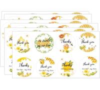 Bee Thank You Stickers 400Pcs Bee Sunflower Self-Adhesive Waterproof Labels Sticker 1.5 Inch Honey Jar Lids Circle Decal Labels for Bees Baby Shower and Birthday Party Decoration