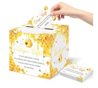 Bee Theme Baby Shower Games, A Little Honey Baby Is On The Way Diaper Raffle Card Box with Tickets for Girl or Boy Baby Shower Decorations