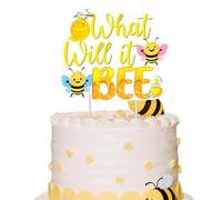 Bee Themed Gender Reveal Cake Decorations Honey Bee Cake Topper What Will Baby Bee-Gender Reveal Decoration Bee-Cake Decorations for A Little Honey is On The Way Baby Shower Decor Bee-Day Party