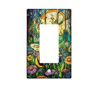 Bee Themed Light Switch Cover Plates/Outlet Covers, Vibrant Yellow Bees Design for Nature Lovers, Stained Glass Style, Perfect for Home Decor, Thermoplastic Plates Single Rocker