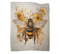 Bee Throw Blanket Flannel Warm Fleece Super Soft Wild Daisy 3D Pattern for Men Women Childrens Cosy TV Blankets for Adults Gifts for Holidays 40x50inch(100x130cm)