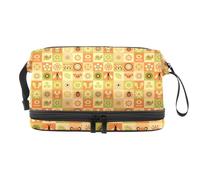 Bee Tiger Snail Flower Double Layer Cosmetic Bag for Women and Girls, Travel Toiletry Bag Makeup Handy Pouch Organiser Bag with Brush Compartment