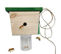 Bee Trap for Outdoors, Made of Wood, Escape-Proof and Reusable, Wasp Catcher and Beehive Trap for Outdoors, for Garden, Eaves and Patios