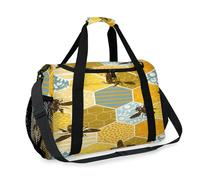 Bee Travel Duffel Bag for Girls Boys Women Men Bee Geometric Weekend Overnight Bag Shoulder Tote Luggage Handbag for Travel Sports Gym