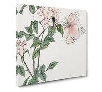 Bee upon a Pink Flower by Morimoto Toko Canvas Print | Gallery Wrapped 30mm Frame Wall Art | 20x20 inches | Ready to Hang | Asian Animals Picture | Living Room Bedroom Lounge Office