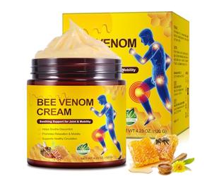 Bee Venom Cream, Extra Strength Bee Venom Gel, Naturally Massage Joints & Muscles, Natural Nourishing Formula for a Smooth Feel, Lower Back, Legs, Knees, 120G