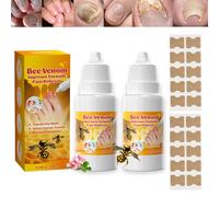 Bee Venom Ingrown Toenail Drops & Patches Kit for Thick Nails - 2 x 20ml Softener Solution with 20 Contoured Toenail Patches for Adults, Fungal Foot Care and Nail Pen for Hard & Toe Care