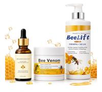 Bee Venom Skincare Set 3pcs, Facial Serum, Essence & Firming Cream Kit, Peptide Complex Hydrating Face Care Routine for Smoother, More Radiant Looking Skin
