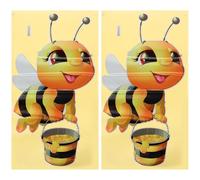 Bee Wall Art 2Pcs Bee Wall Decals, Removable Cartoon Bee Wall Sticker Peel and Stick Removable Wall Decals Room Mural Decals Art Decorations for Kids Bedroom Nursery