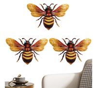 Bee Wall Art,Metal Bee Wall Decor - Indoor Yellow 3X Sculptures, Rust-Proof Weather-resistant For Exterior Patio, Front Door, Yard, Garden, Party