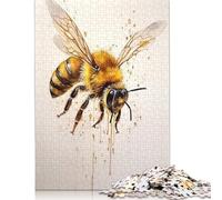 Bee Watercolor Puzzles for Adults 500 Puzzles Wood Puzzle Jigsaws for Adults Teenagers Teenager Man Woman Gift 500pcs (52x38cm)