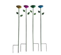 Bee Watering Cups - Bee Drinking Cups For Garden - Butterfly Bath Bowl With Flower Design, Colorful Metal Sculpture Stakes Decor