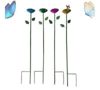 Bee Watering Cups, Bee Garden Drinking Cup, Metal Butterfly Bath Watering Bowl with Flower Design for Thirsty Pollinators, 3.15x3.15x23.62 inches, Multicolor