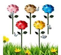 Bee Watering Cups | Decorative Flower Shaped Metal Spike - Outdoor Hydration Bee Drinking Stations - for Porch, Courtyards, Yard, Patio, Lawn, Grassland