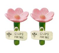 Bee Watering Station | 2 Pieces Flower Shaped Bee Feeder Drinking Cups | Cups for Bees | Bees Hotel | Colorful Flower Butterfly Watering Station | Hexapod Hydration Spots for Yard, Lawn, Patio Decor
