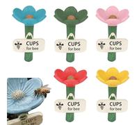Bee Watering Station | 2 Pieces Flower-shaped Bee Watering Station | Colorful Flower Bees Pollinator Feeder Drinking Cups with Stake Base | Hexapod Little Flowers Drinking Water for Yard, Lawn, Patio