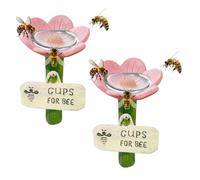 Bee Watering Station | Flower-shaped Bee Watering Station | Colorful Flower Bees Pollinator Feeder Drinking Cups With Stake Base | Butterfly Drinking Cups For Yard, Lawn, Patio,Outdoor,(2 Pieces)