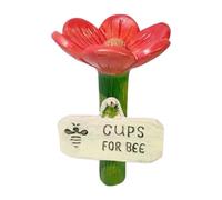 Bee Watering Station, Flower-shaped Bee Watering Station Colorful Flower Pollinator Drinking Feeder with Stake Base Insect Feeder Cups for Garden Lawn Patio Decor (Red)