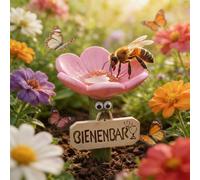 Bee Watering Station - Flower-Shaped Design With Stake Base | Colorful Resin Outdoor Drinking Cups For Bees & Butterflies | Pollinator Feeder For Safe Hydration In Garden, Yard, Patio