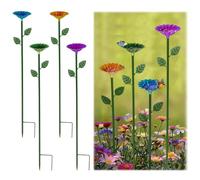 Bee Watering Station for Garden, 4Pcs Metal Flower Shaped Bee Cups Bird Butterfly Feeding Station for Thirsty Bees, Insect Waterer Feeder for Outdoor Garden, Yard, Patio, Landscape Decor