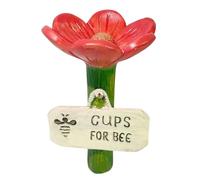 Bee Watering Station for Garden, Bee Drinking Cups,Flower-Shaped Resin Pollinators Drinking Feeder with Stake Base,Outdoor Waterer for Outdoor Garden Yard (red)