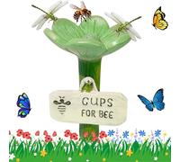 Bee Watering Station for Garden, Cups for Bees, Resin Flower Bee Waterer Insect Water Feeder Station Bird Butterfly Drinking Cup for Outdoor Garden (Green)