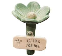 Bee Watering Station, Green Flower Shaped Resin Bee Cup for Garden, 2.56 in Diameter Flower for Easy Drinking, 4.33 in Height, Rough Landing Area, Yard Decor