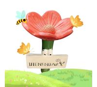 Bee Watering Station - Resin Flower Bee Cups for Garden, Wild Pollinator Water Feeder, Outdoor Insect Drinking Station for Butterflies & Bees (Red)