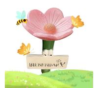 Bee Watering Station - Resin Flower Bee Cups for Garden, Wild Pollinator Water Feeder, Outdoor Insect Drinking Station for Butterflies & Bees (Pink)